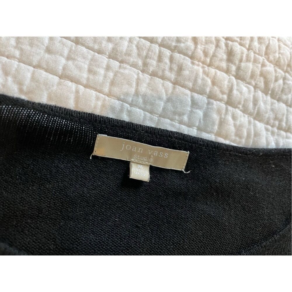 joan vass black and tan color block asymmetrical knit sweater - M - Picture 4 of 9